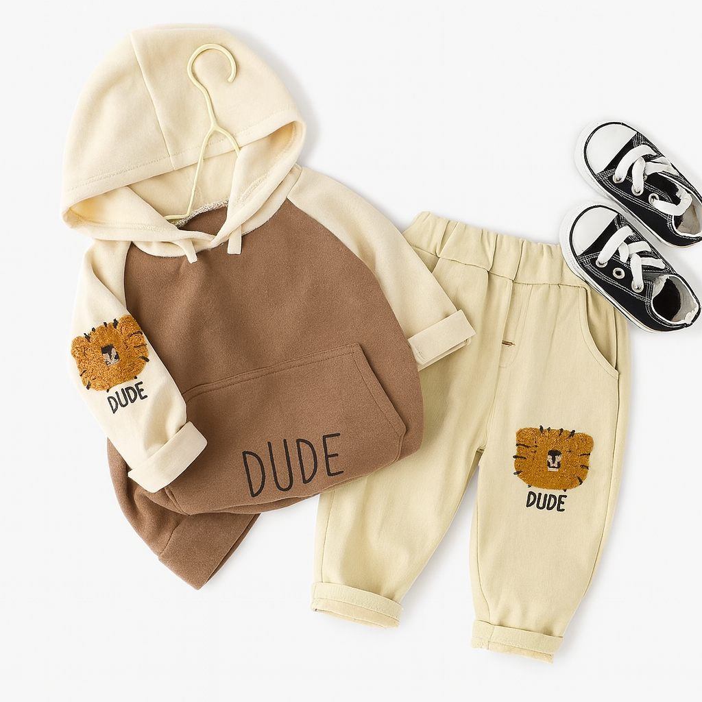 Dude Hooded Jacket Pant Set Brown