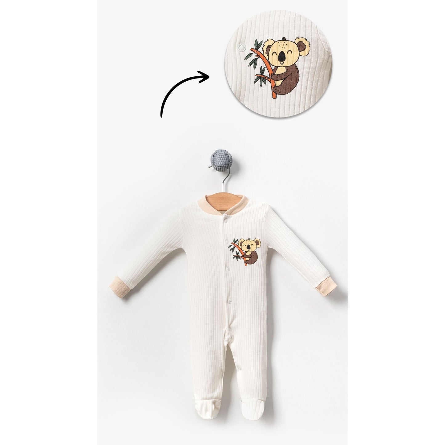 Koala Image 3-Piece Baby Romper Set