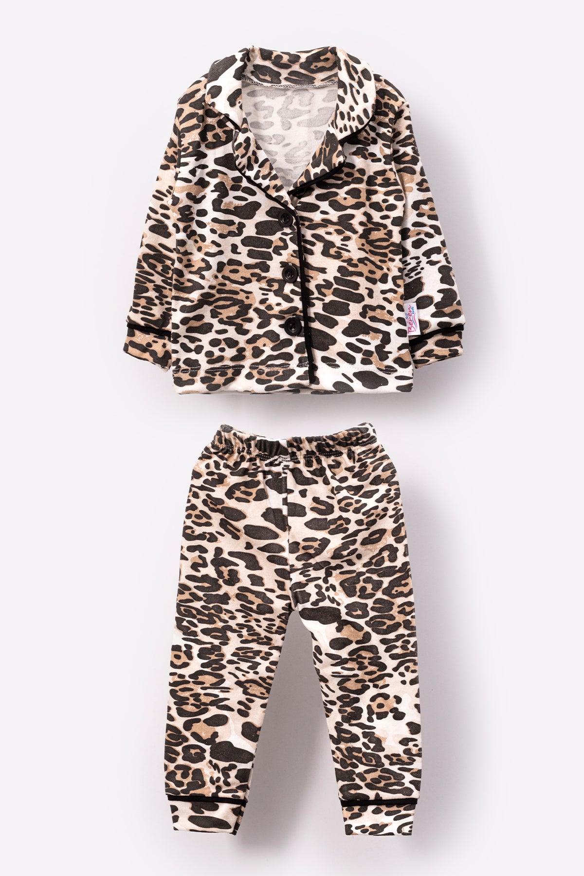 Leopard Print Baby Girl Child Bottom Top 2 Pajama Set-Multicolor