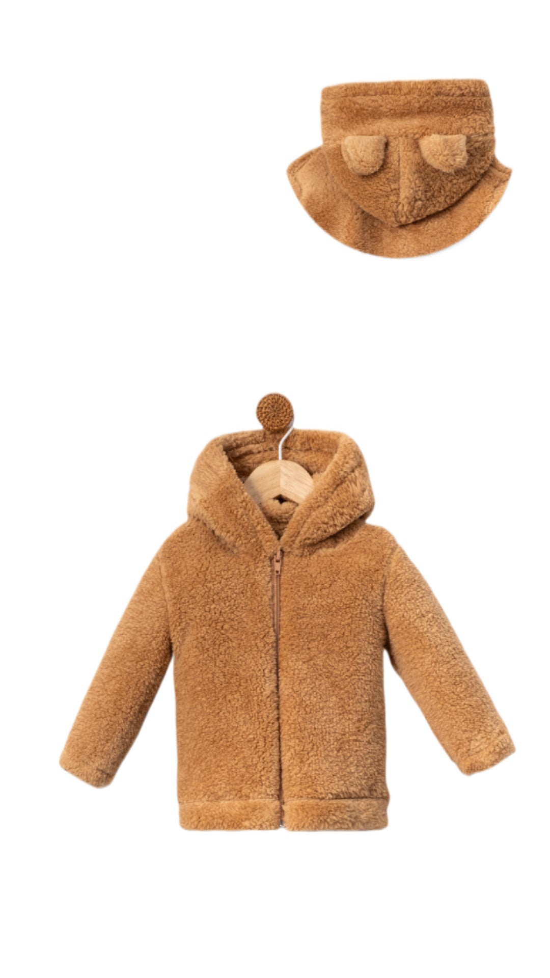 Zippered Hooded Baby Plush Welsoft Winter Cardigan