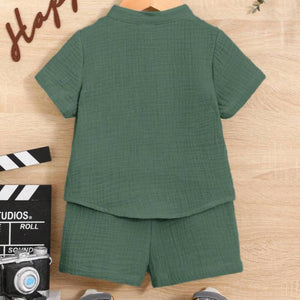 Muslin Stylish Pocket Cotton 2-Piece Summer Shorts Set