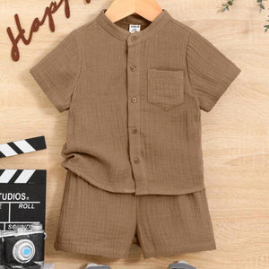 Muslin Stylish Pocket Cotton 2-Piece Summer Shorts Set
