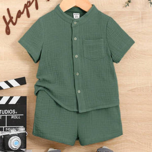 Muslin Stylish Pocket Cotton 2-Piece Summer Shorts Set