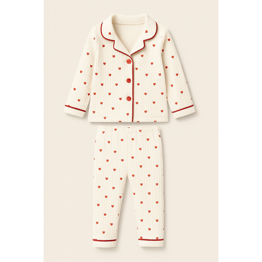 Heart Baby Girl Bottom Top 2 Pajama Set