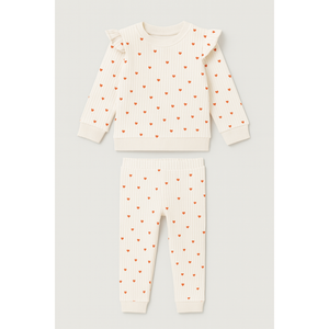 Heart Ruffle Baby Girl Cotton 2-Piece Set