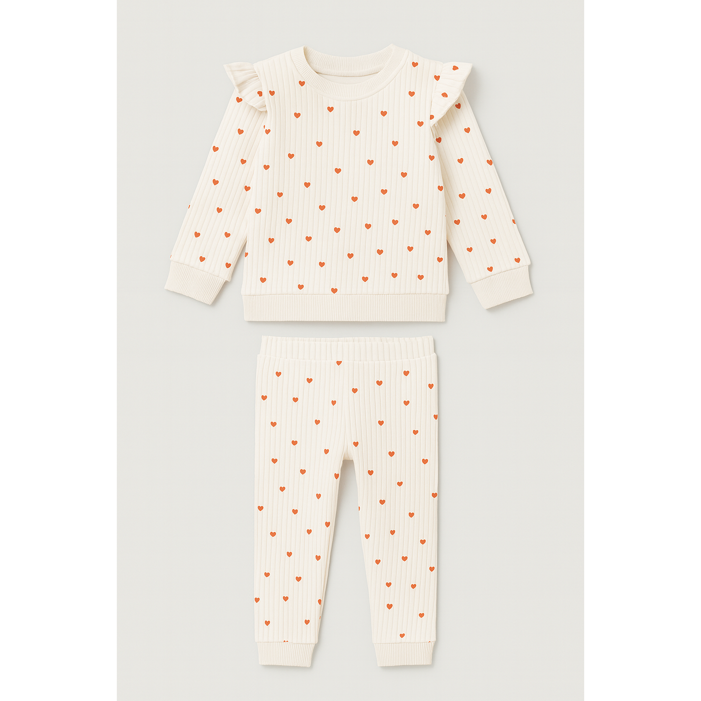 Heart Ruffle Baby Girl Cotton 2-Piece Set
