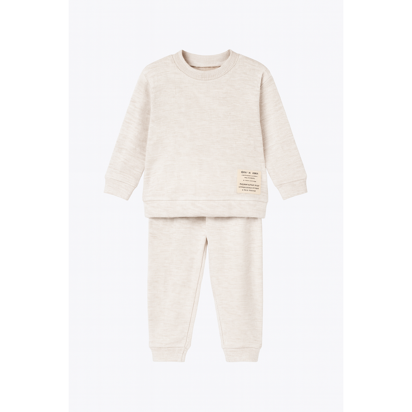 Unisex Coat of Arms Detailed Waffle 3-Piece Top and Bottom Set Set