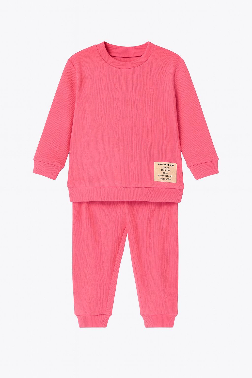 Unisex Coat of Arms Detailed Waffle 3-Piece Top and Bottom Set Set