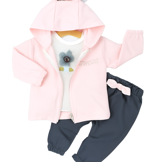 Hooded Jacket Pant Set Light Pink