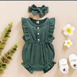 Unisex Baby & Kids 100% Cotton Bandana Jumpsuit