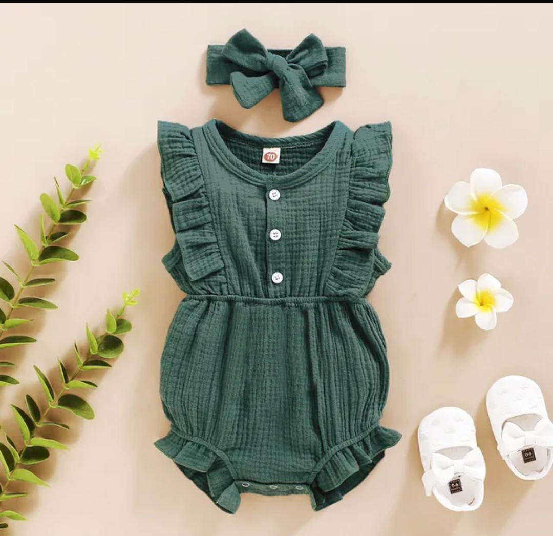 Unisex Baby & Kids 100% Cotton Bandana Jumpsuit