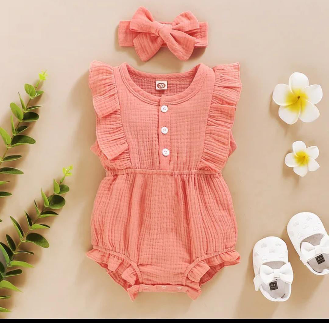 Unisex Baby & Kids 100% Cotton Bandana Jumpsuit