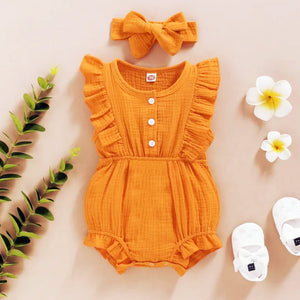 Unisex Baby & Kids 100% Cotton Bandana Jumpsuit