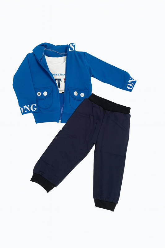 Letter Print Hooded Jacket Pant Set