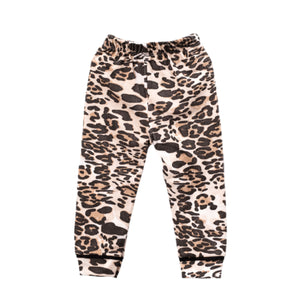 Leopard Print Baby Girl Child Bottom Top 2 Pajama Set-Multicolor