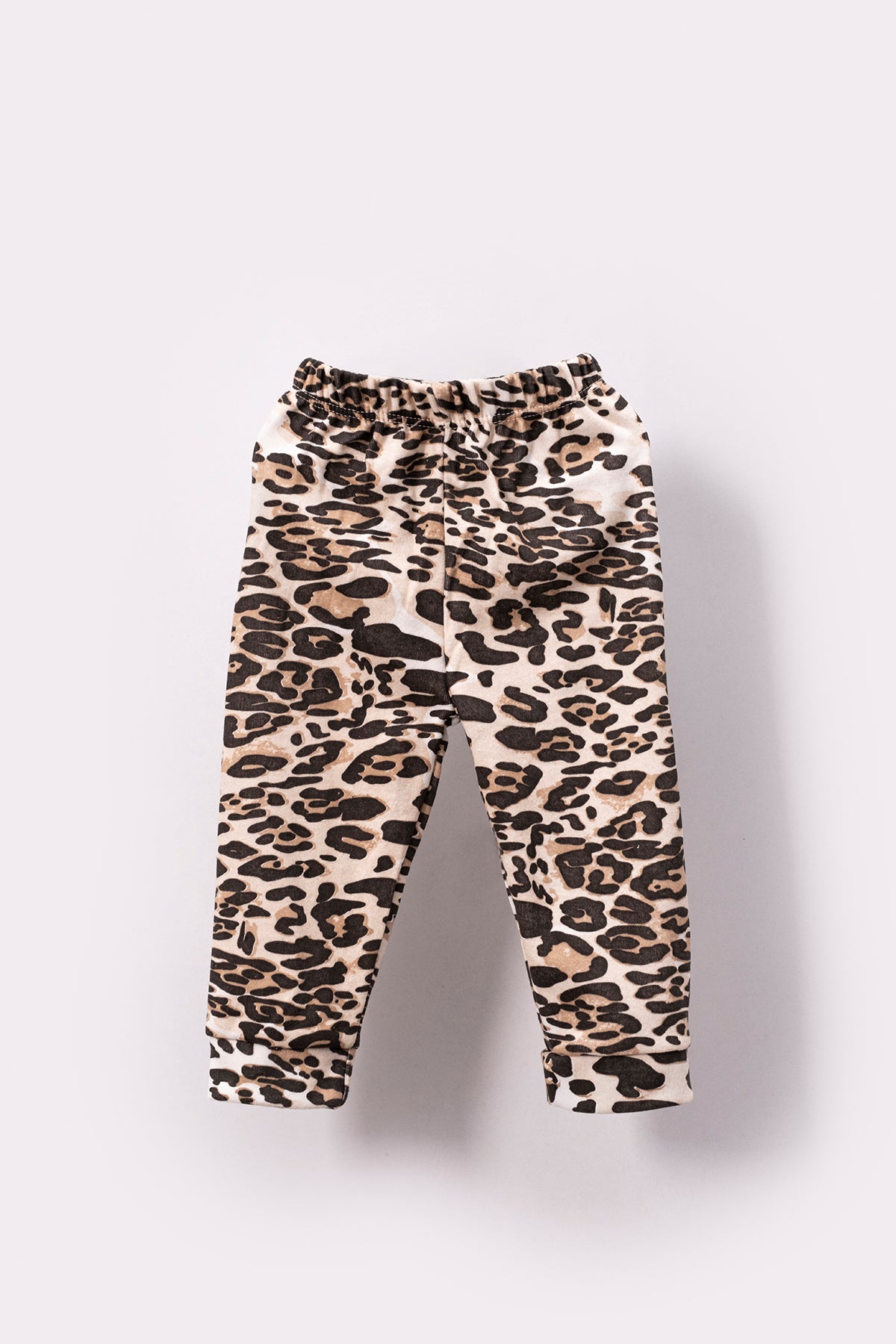 Leopard Print Heart Detailed Baby Kids Top and Bottom 2-Piece Set