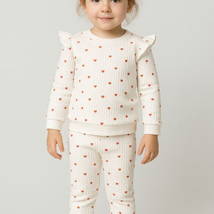 Heart Ruffle Baby Girl Cotton 2-Piece Set
