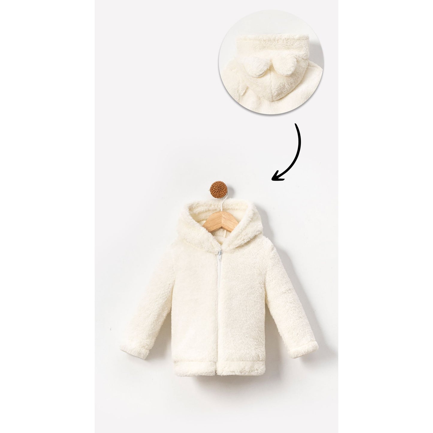 Zippered Hooded Baby Plush Welsoft Winter Cardigan