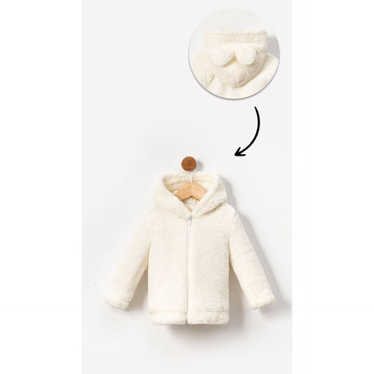 Zippered Hooded Baby Plush Welsoft Winter Cardigan