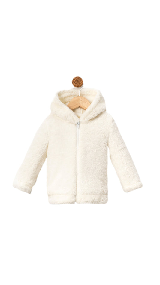 Zippered Hooded Baby Plush Welsoft Winter Cardigan