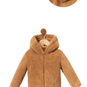 Zippered Hooded Baby Plush Welsoft Winter Cardigan