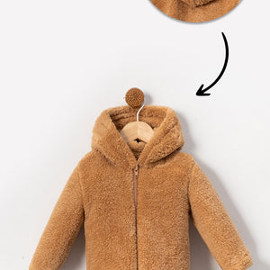 Zippered Hooded Baby Plush Welsoft Winter Cardigan