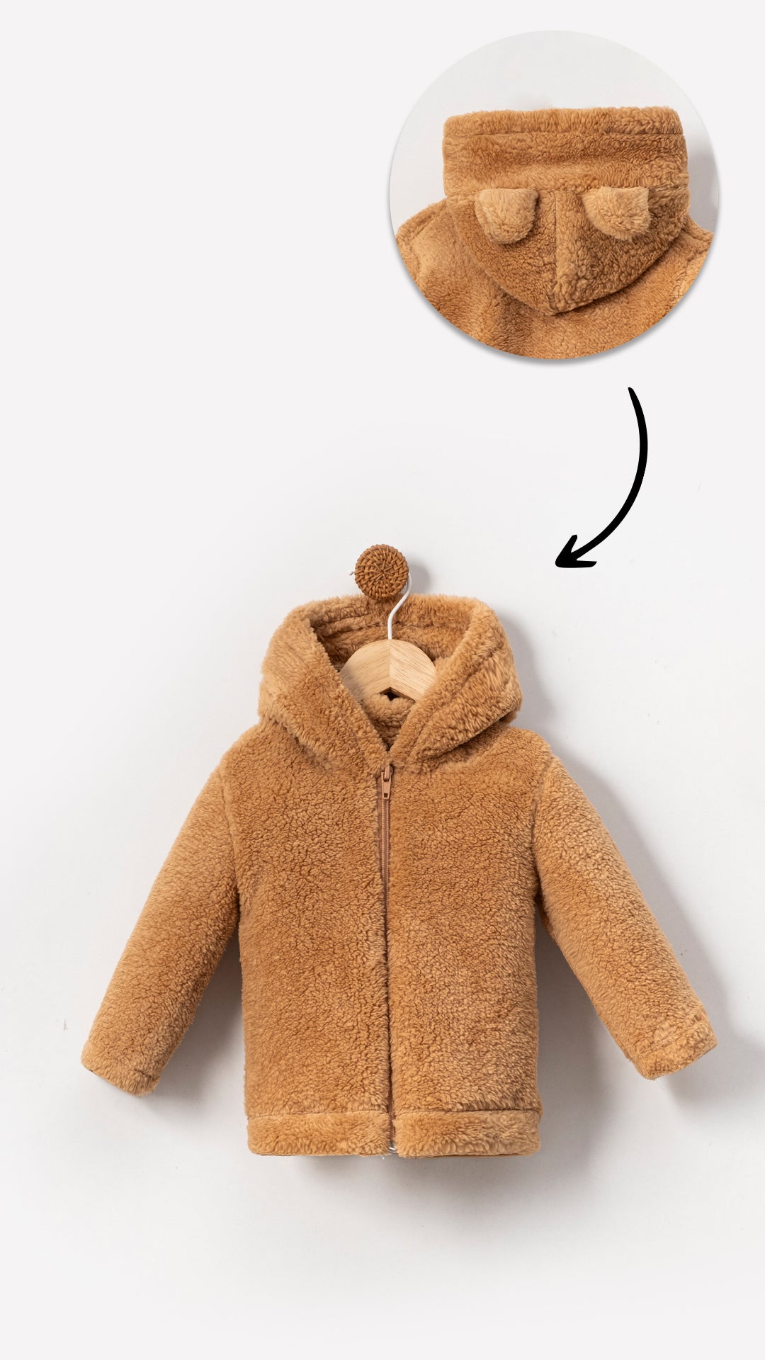 Zippered Hooded Baby Plush Welsoft Winter Cardigan