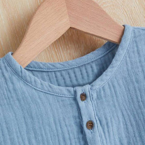 Unisex Baby & Kids 100% Cotton Buttoned Muslin Top and Shorts Set