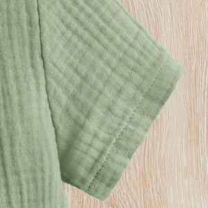 Unisex Baby & Kids 100% Cotton Buttoned Muslin Top and Shorts Set
