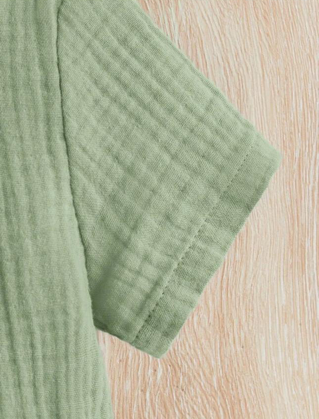 Unisex Baby & Kids 100% Cotton Buttoned Muslin Top and Shorts Set